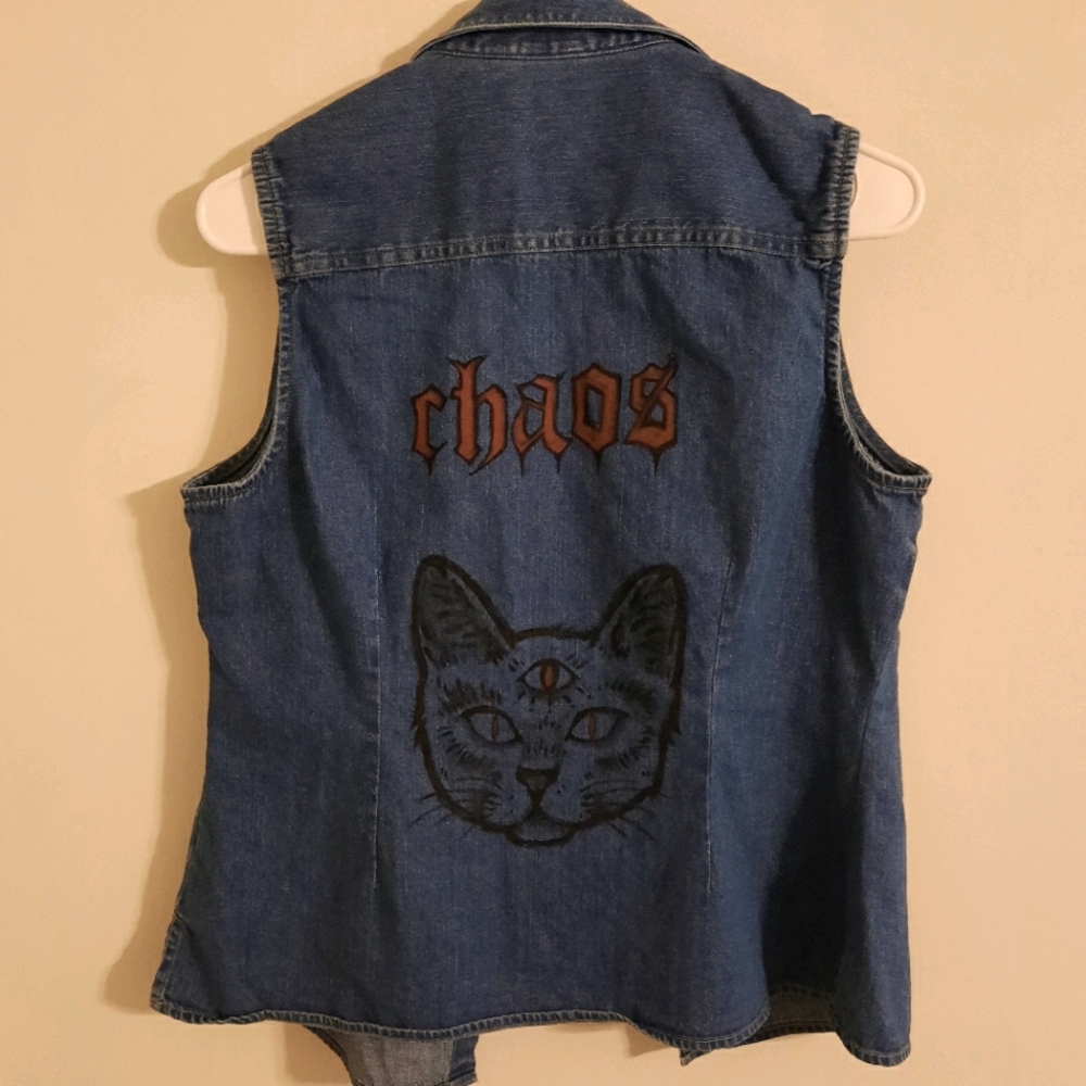 Hand painted denim vest